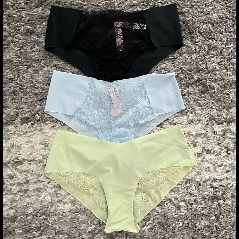 NWT Victoria’s Secret Sexy Illusions Lace No-Show Cheeky Panties 3-Pack Bundle